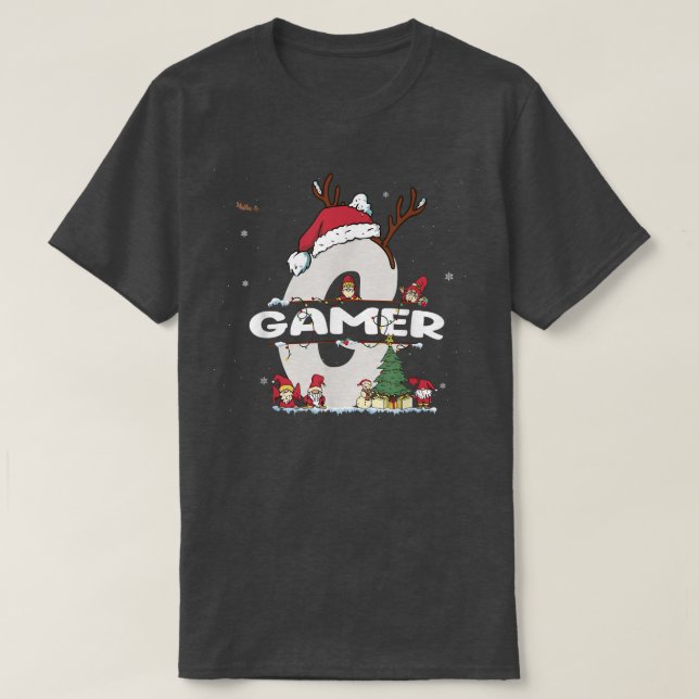 Gamer Christmas  w Gamer Name for funny Xmas  T-Shirt (Design Front)