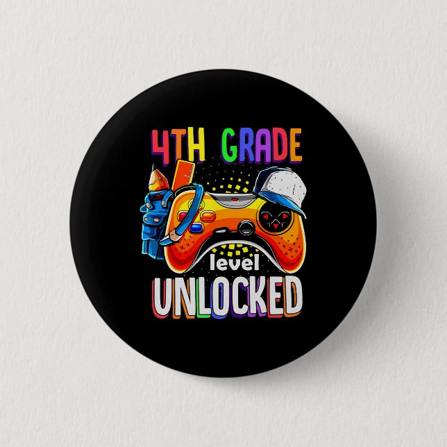 Gamer Ck To School Gamepad 4th Fourth Grade Level  Button (Front)