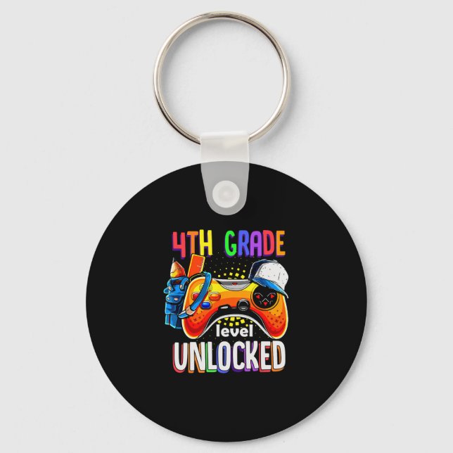 Gamer Ck To School Gamepad 4th Fourth Grade Level  Keychain (Front)