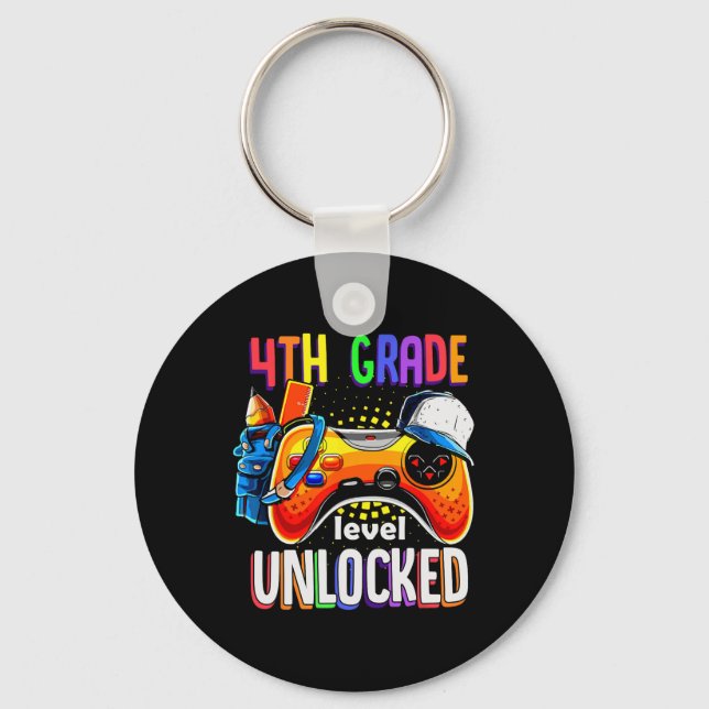 Gamer Ck To School Gamepad 4th Fourth Grade Level  Keychain (Front)