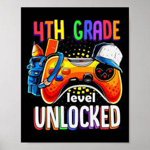 Gamer Ck To School Gamepad 4th Fourth Grade Level Poster