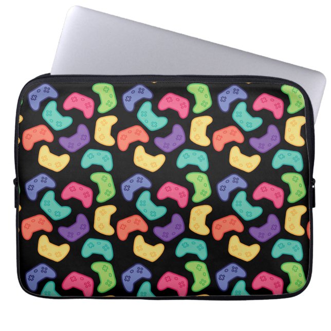 Gamer Colorful Cartoon Video Game Controllers  Laptop Sleeve (Front)