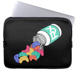 Gamer Colorful Controller Cartoon Pill Bottle Laptop Sleeve