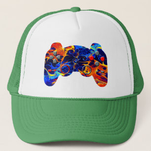 GAMER COLORFUL NEON ABSTRACT PAINT TRUCKER HAT