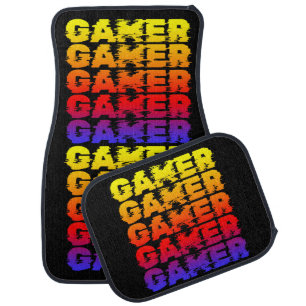 Gamer Colorful Typography Gaming Car Floor Mat