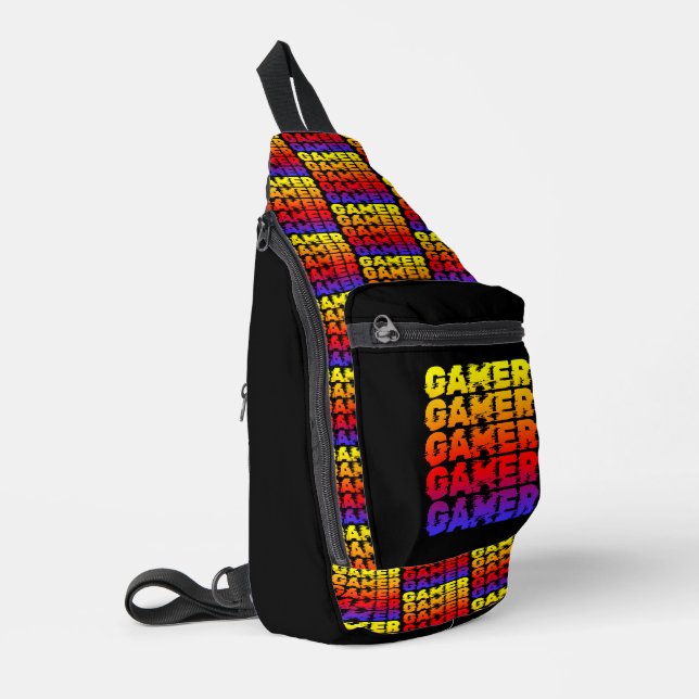 Gamer Colorful Typography Gaming Sling Bag (Left Corner)