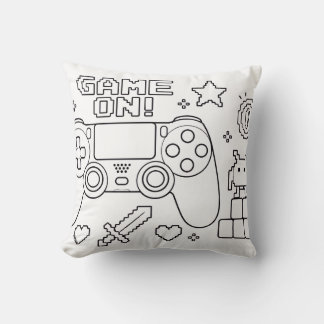 Gamer Coloring Book Pillow | Kids Room Decor