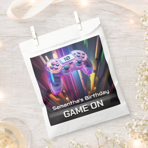 Gamer console gaming controller neon age girls favor bag
