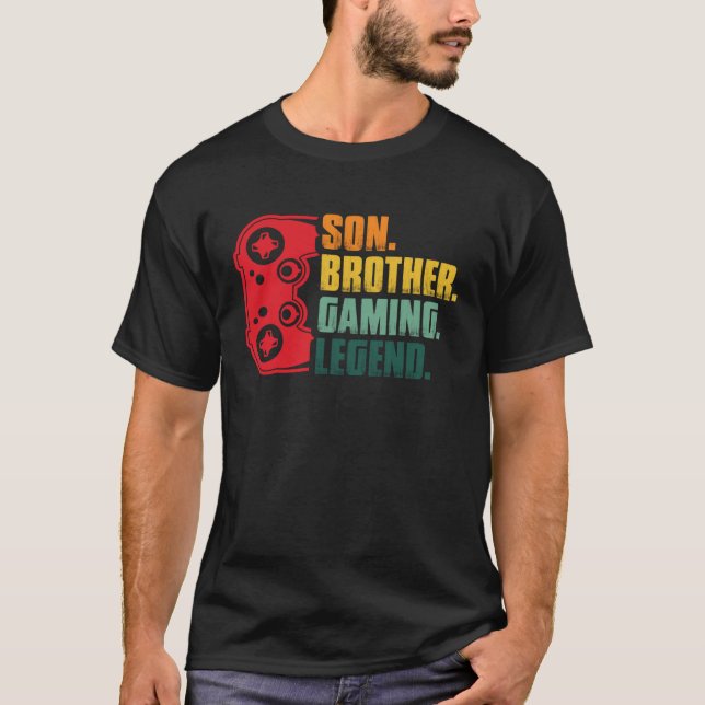 Gamer  Controller Gaming Son Brother Playing Sarca T-Shirt (Front)