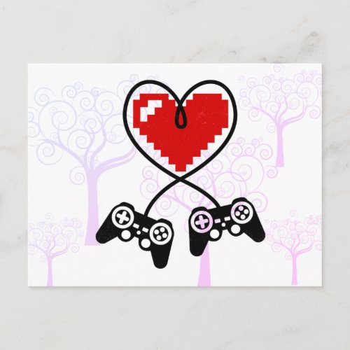 Gamer Controller Heart for Game Lover Valentines  Holiday Postcard