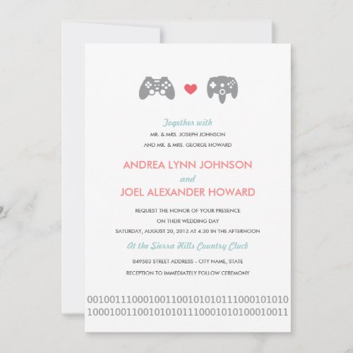 Gamer Controller Love Wedding Invitation