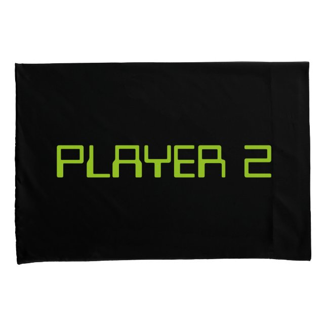 Gamer Couple.  Player 1 Player 2 Pillow Case (Front-Right)