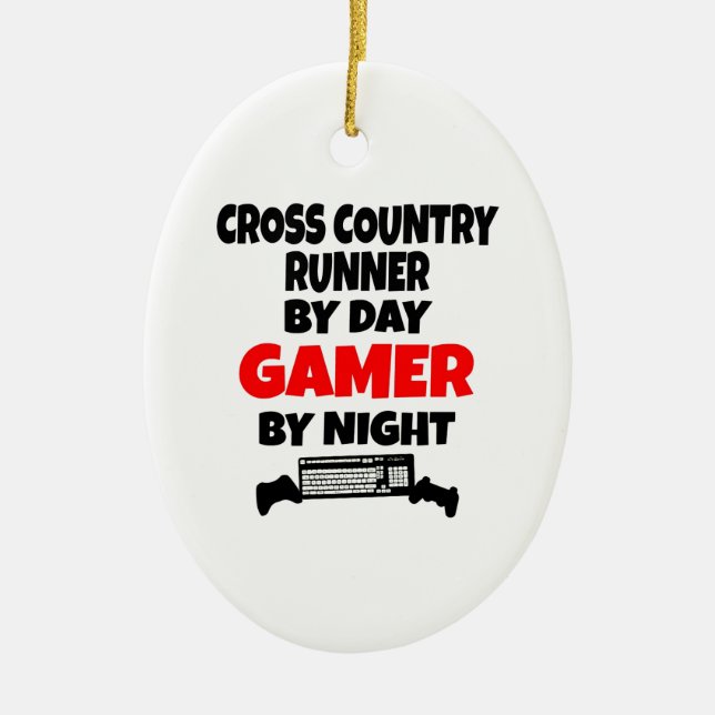 Gamer Cross Country Runner Ceramic Ornament (Front)