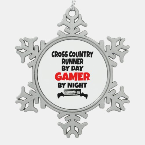 Gamer Cross Country Runner Snowflake Pewter Christmas Ornament