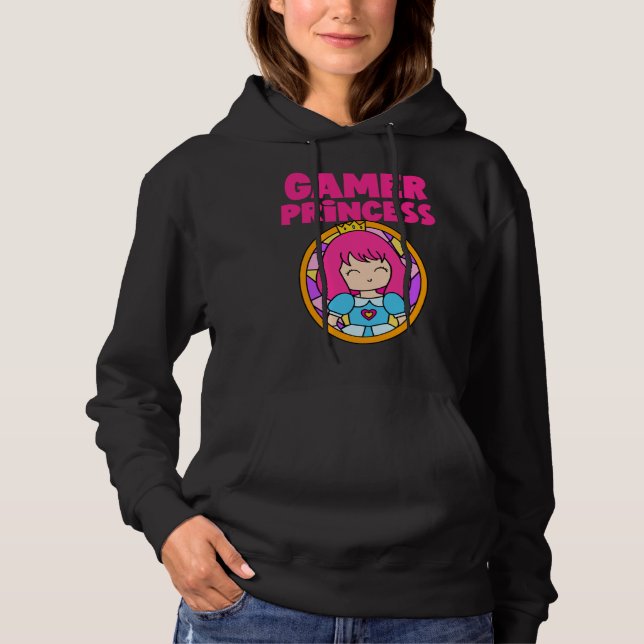Gamer Cute Princess Video Game  For Her Hoodie (Front)
