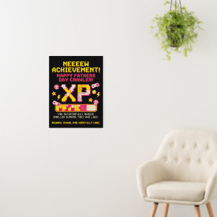 Gamer Dad Achievement XP Bar Funny Father's Day Foam Board