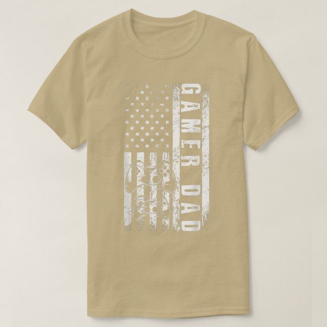 Gamer DAD American Flag Funny Video Gaming Father' T-Shirt (Design Front)