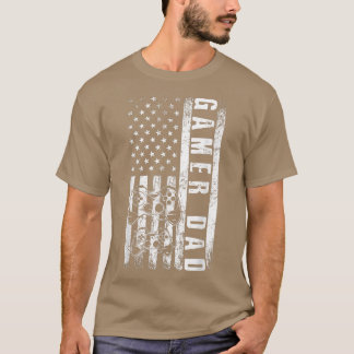 Gamer DAD American Flag Funny Video Gaming Father' T-Shirt