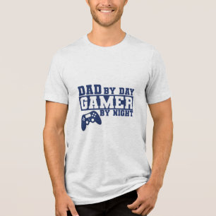 Gamer Dad. dad by day gamer by night Tri-Blend Shirt