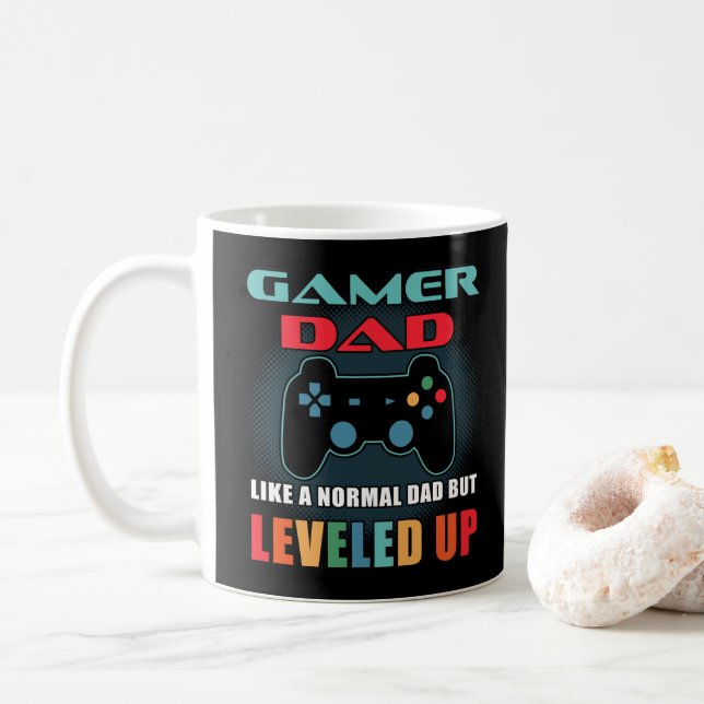 Gamer Dad Gift Normal Dad Leveled Up Fathers Day Coffee Mug (With Donut)