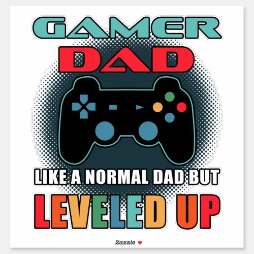 Gamer Dad Gift Normal Dad Leveled Up Fathers Day Sticker