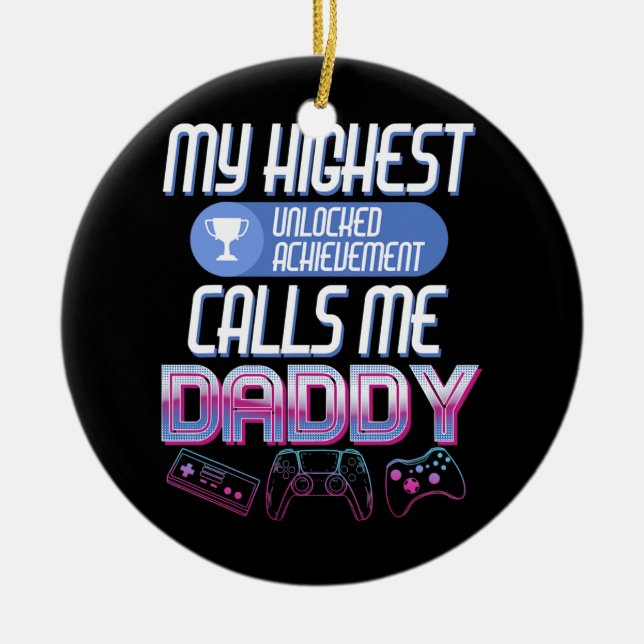 Gamer Dad Leveling Up to Daddy Soon to be Future Ceramic Ornament (Front)