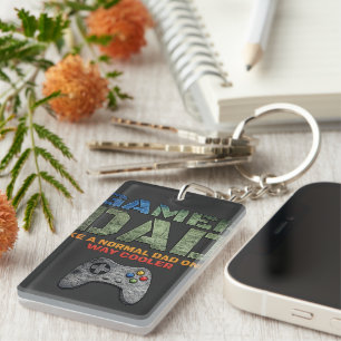 Gamer Dad Like A Normal Dad Only Way Cooler Retro Keychain