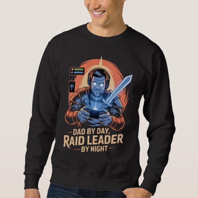 Gamer dad tshirt Dad by Day Raid Leader by Night (Front)