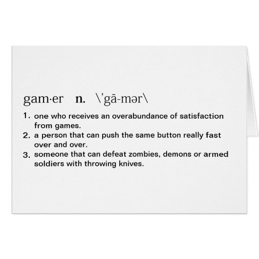 Gamer Definition Cards (Front Horizontal)