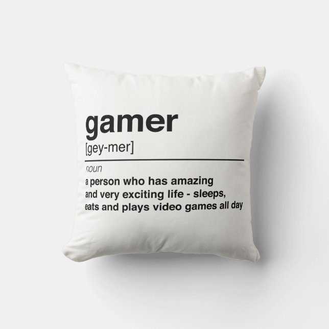 Gamer definition throw pillow (Front)