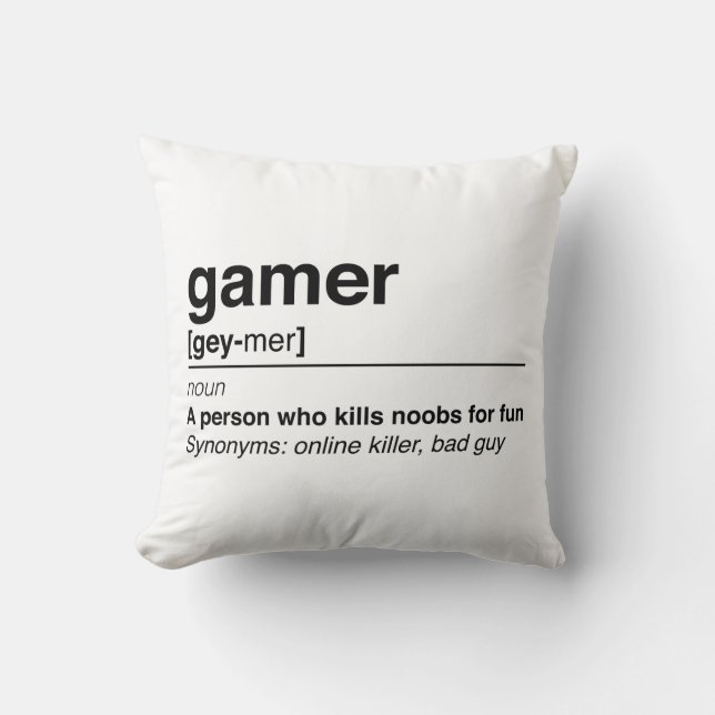 Gamer definition throw pillow (Front)