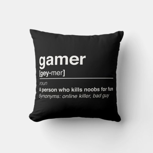 Gamer definition throw pillow