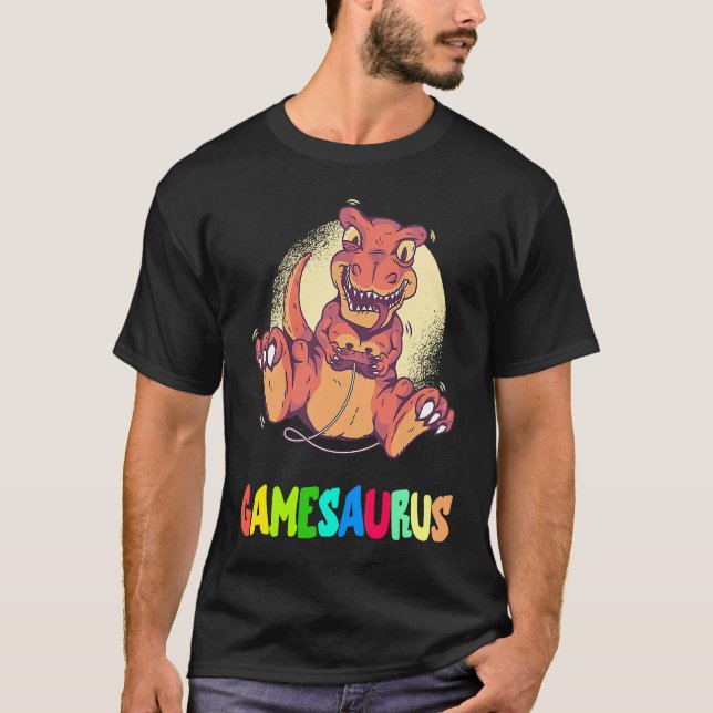 Gamer Dinosaur PC Games Dino Consoles Gamer Rex T-Shirt (Front)