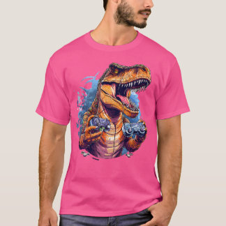 Gamer Dinosaur T Rex Aesthetic Dinosaur Playing Vi T-Shirt