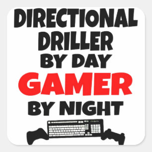 Gamer Directional Driller Square Sticker
