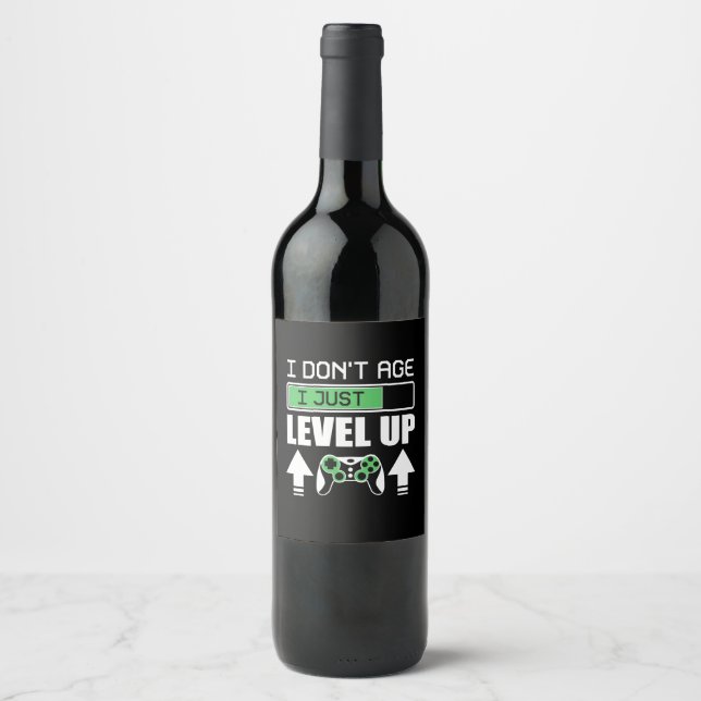 Gamer Do Not Age I Just Level Up Wine Label (Front)