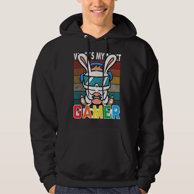 Gamer Easter Bunny Cute Video Game Gaming Boys Kid Hoodie (Front)