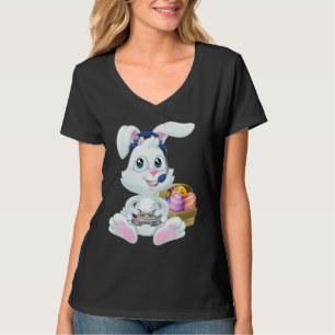 Gamer Easter Bunny Rabbit Video Game Player with C T-Shirt