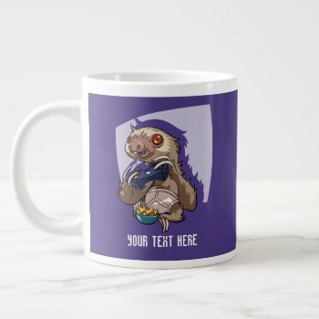 Gamer Eating Nachos In Underpants Cartoon Sloth Giant Coffee Mug by NoodleWings at Zazzle