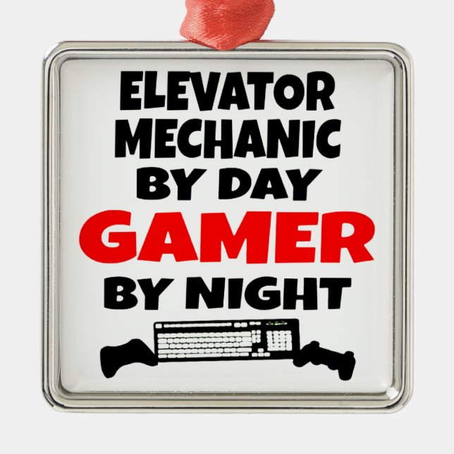 Gamer Elevator Mechanic Metal Ornament (Front)
