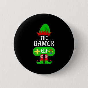 Gamer Elf Christmas Family Video Gaming Elf Squad  Button