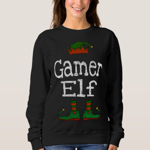Gamer Elf Christmas Gaming Boys Girls Kids Teens Sweatshirt