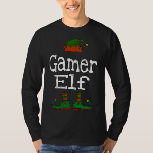 Gamer Elf Christmas Gaming Boys Girls Kids Teens T_Shirt