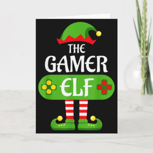 Gamer Elf Christmas Matching Group Family  Card