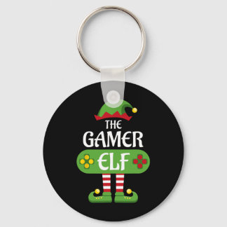 Gamer Elf Christmas Matching Group Family  Keychain