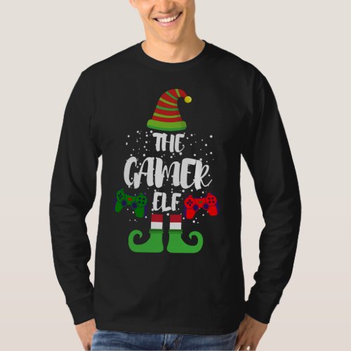 Gamer Elf Family Christmas Video Gamer Funny kids  T_Shirt