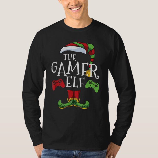 Gamer Elf Family Matching Christmas T-Shirt (Front)