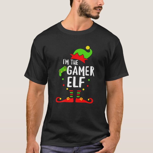 Gamer Elf Family Matching Christmas Xmas Video Gam T-Shirt (Front)