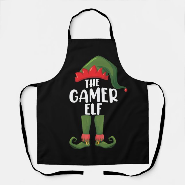 Gamer Elf Matching Family Christmas Gamer Apron (Front)
