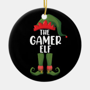 Gamer Elf Matching Family Christmas Gamer Ceramic Ornament